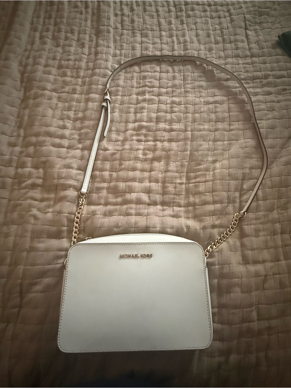 Michael Kors white  Crossbody Bag with Gold Hardware